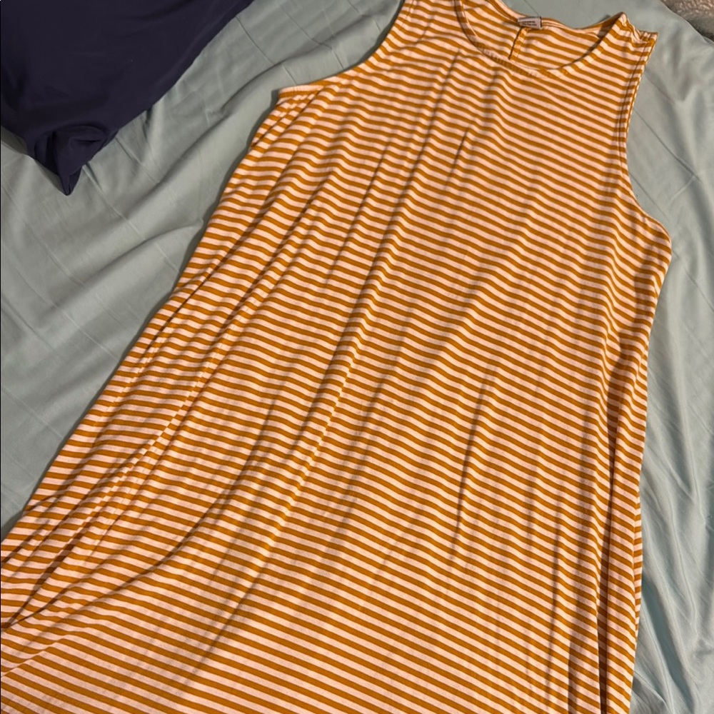 Old Navy Yellow and White Striped Midi Dress